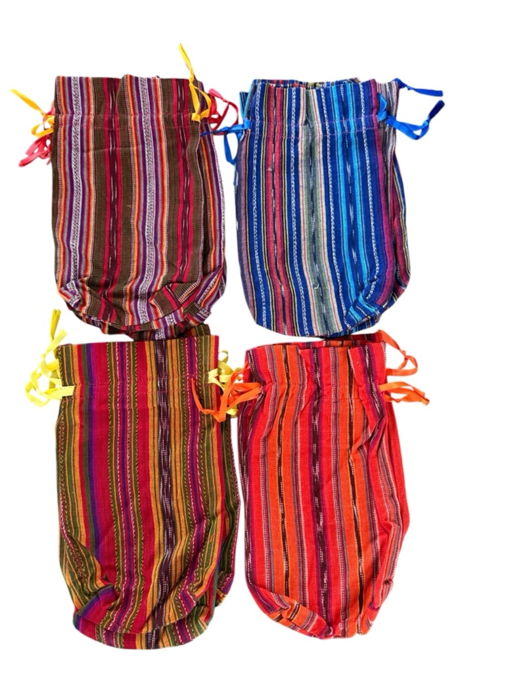 Guatemalan Woven Textile Drawstring Gift Bags Set of 12